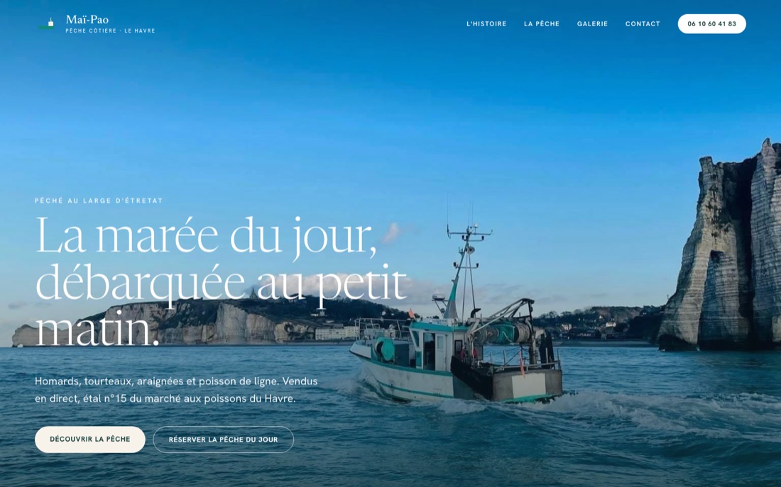 Page d'accueil du site mai-pao.fr, réalisé par Lunovia