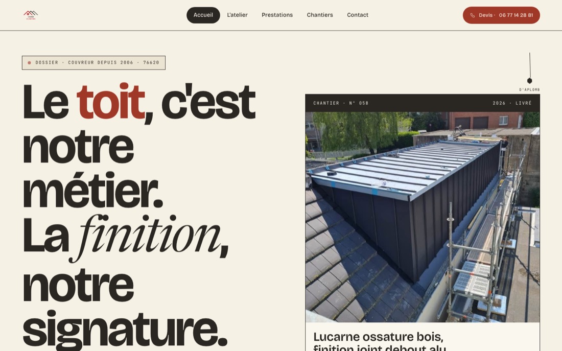 Aperçu du site Saunier Couverture